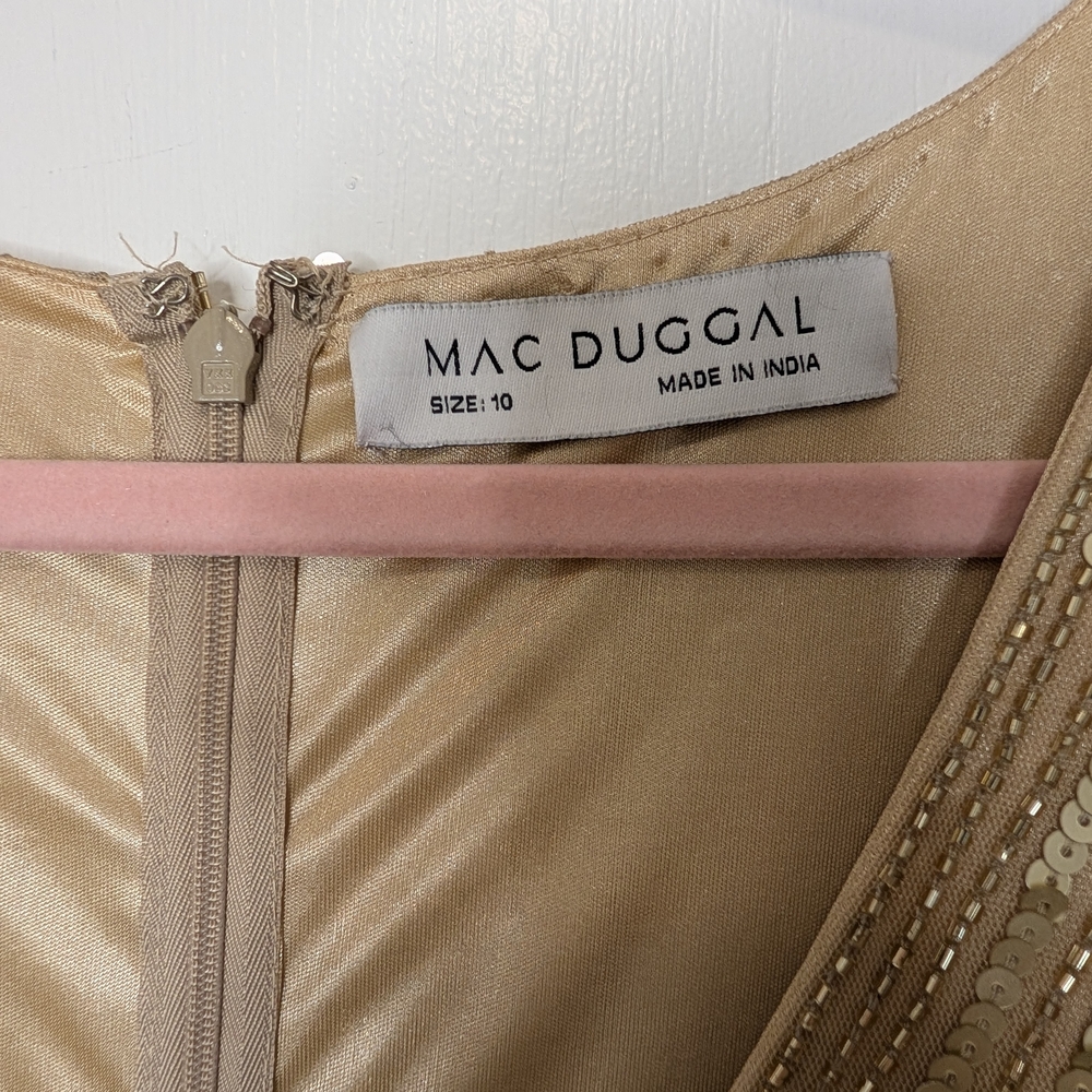 Mac Duggal Gold Long Sleeve Sequin Dress - Picture 9 of 9
